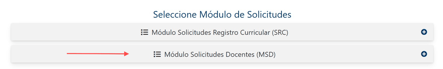 Tipo de solicitud MSD
